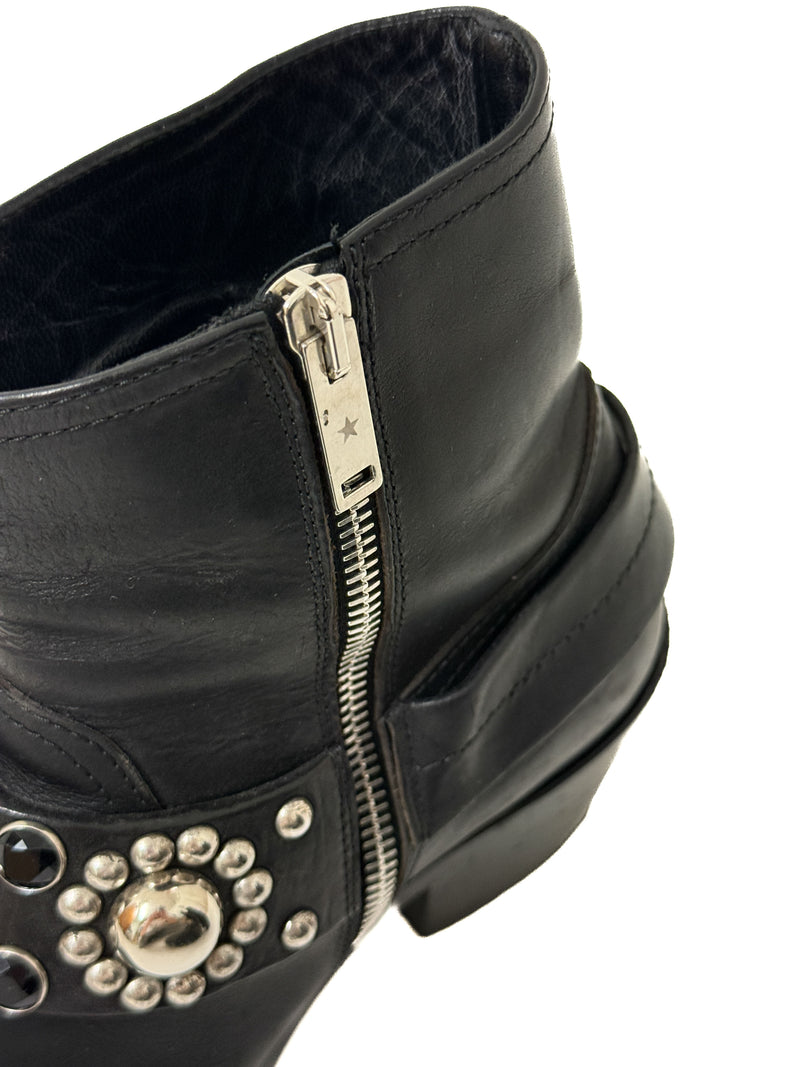 Golden Goose Leder-Boots schwarz mit western Details